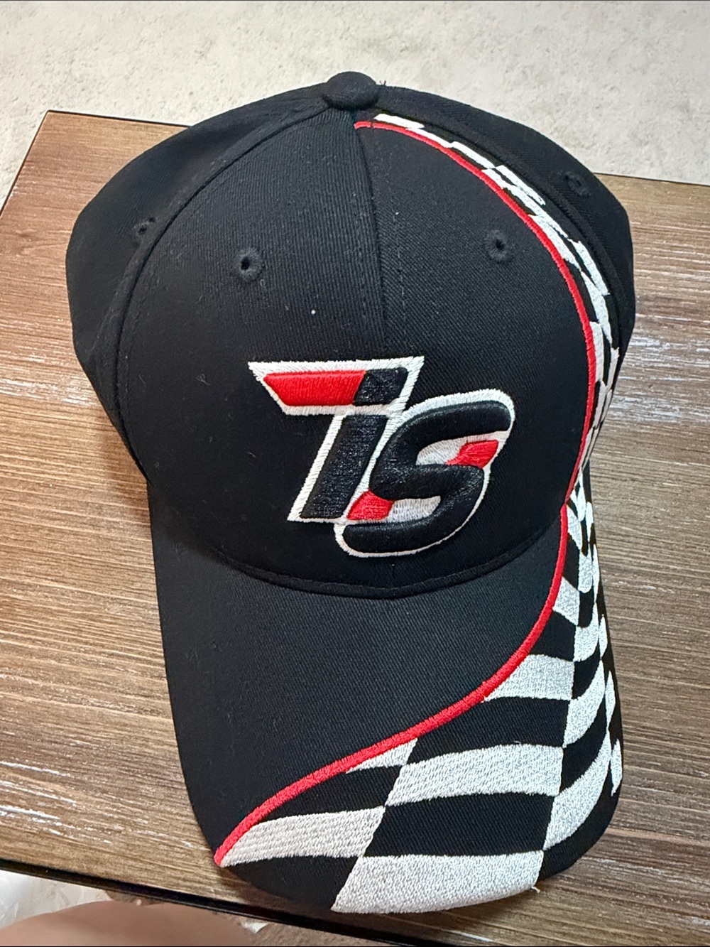 Nascar Black Red White Checkered Racing Cap